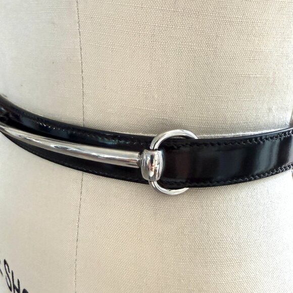 Gucci 763361 Slim Horsebit Black Patent Leather Thin Belt, 90, 95, 100 - Picture 12 of 14